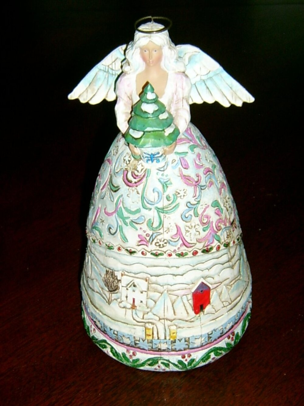 Share Jim Shore Heartwood Creek Landscape Sleeps Winter Angel, 9.5", VGUC